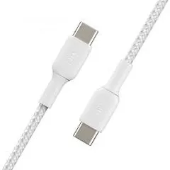  1 Braided USB-C to USB-C Cable (1m / 3.3ft, White) /// بيلكين كيبل شحن 1 متر افضل سعر بالمملكة