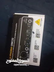  7 كرت صوت behringer umc22 midas interface مع كرتونتو وسلكو شبه جديد للتسجيل والمايكروفونات