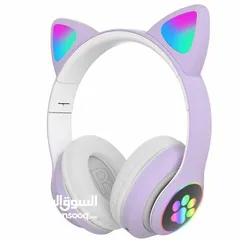  2 Cat Ear Headphone Bluetooth 3.5 Stereo Headset, STN-28 Audio Device, Noise Canceling and Microphone.