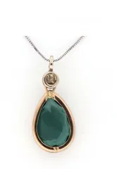  5 Vintage - 18 kt. Pink gold, White gold - Necklace with pendant - 5.00 ct Tourmaline