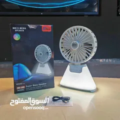  4 ZQS-F801 3 Blades Bluetooth Speaker مروحة مع سماعة صوت روعة 3 سرعات واضاءة ليلية