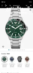  13 Original EMPORIO ARMANI AR11338 DIVER STAINLESS STEEL SILVER & GREEN TONE MENS WATCH