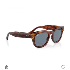  6 نظارة شمسية ray ban راي بان اصلية جديدة  Round Blue & Striped Havana Sunglasses