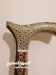  3 عصا ايرانيه صنع يدوي من الفسيفساء المخشب والنحاس و المينا المزجج