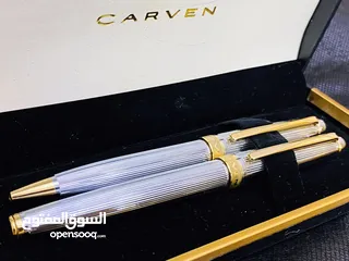  9 طقم أقلام كارڤين ألماني أصلي جديد لم يستعمل بالعلبة الأصلية اللون سيلڤر في جولد