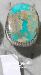 2 خاتم فيروزي نيشابوري ايراني صياغه يدويه جديد مع شهادته  اللهم صل وسلم وبارك على نبينا محمد