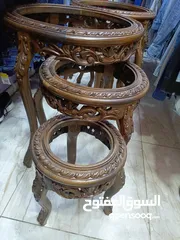  7 طقم طربيزات زان حفر دمياطي بحاله الوكاله ناقصه زجاج وبس عندي طقمين بسعر 120 دبنار