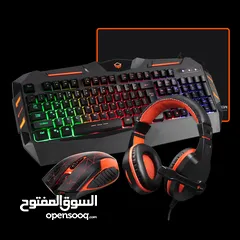  7 MEETION C500 GAMING 4 IN 1 KIT KEYBOARD MOUSE HEADPHONE AND MOUSE PAD-كيبورد وماوس سلكي قيمينق مضيء