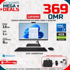  1 LENOVO ALL IN ONE IDEACENTRE Intel Core i7-13TH GEN 16GB Ram 1TB SSD 4GB Graphic