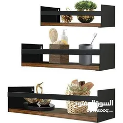  6 رفوف خشب شاشه ومطبخ وحمام وديكور حائط وستاند مكياج وجلاتين وغيره
