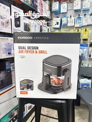  2 Porodo lifestyle dual design air fryer & Grill  4.5 L glass bowl with Touch pannel