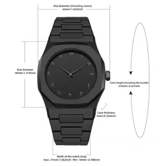  2 Montre Arabe All in Black pour Homme - ساعة رجالية فاخرة