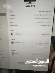  3 iMac Pro 2017 Xeon 27” 5k 10C/64GB/1Tb ssd 16Gb graphics