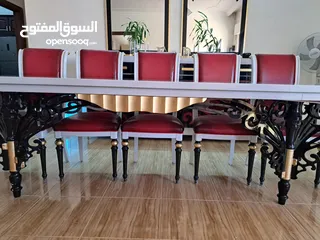  8 طقم سفرة تصميم وصناعة أسباني(Custom Made) خشب زان أوروبى ثقيل بأسطح غير قابلة للخدش وتصاميم ملونة