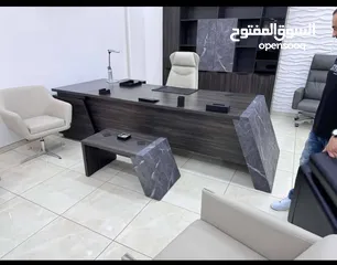  25 مكتب اداري 160*80 مع جانبية وطاولة وسط تفصيل خشب مستورد بسعر المنصع واعلى جودة وأقل الاسعار