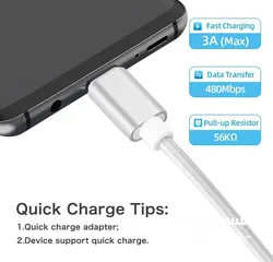  7 كابل USB C بطول 10 بوصات - مجموعة من 4 قطع - شاحن سريع من النايلون المضفر USB Type C