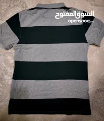  6 Polo Shirt - Slim Fit XL (Black & Grey Stripes)