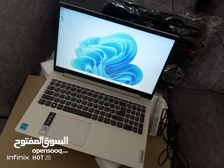  3 لابتوب لينوفو معالج core i3 الجيل الحادي عشر رامات 12 جيجا هارديسك 256 لون مميز ذهبي بحالة الجديد