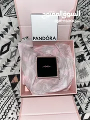  3 pandora sparkling pink bow ring for women size 50mm