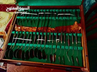  1 طقم مطبخ ملاعق سكاكين شوك كفاكي نحاس للبيع