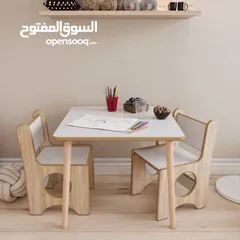  1 ميز اطفال مع 2 كراسي خشب صناعة تركية ممتازة  ابعاد 60*60 CM السعر 90 الف