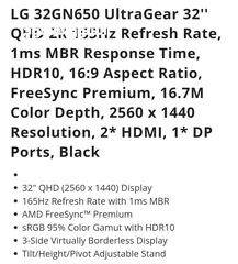  5 شاشة LG   32GN650 monitor  شبه جديدة حالة ممتازة 32inch 2k