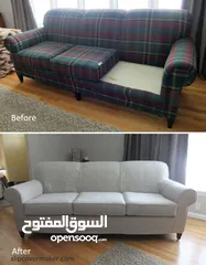  5 SOFS UPHOLSTERY/ FABRIC CHANGING