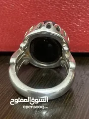  4 خاتم فضة ثقيله شغل يدوي متقن متوج بحجر كريم