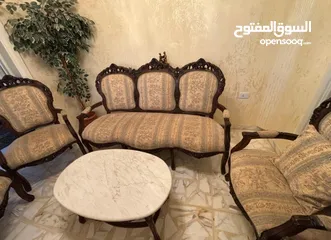  5 طقم جلوس موديل كلاسيك خشب زان حفر