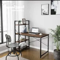  8 مكتب بتصميم عصري و بسيط من ايباما مع 4 رفوف يستخدم كطاولة للدراسة او العمل او اللعب مع رفوف للتخزين