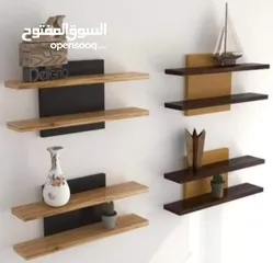  9 رفوف خشب شاشه ومطبخ وحمام وديكور حائط وستاند مكياج وجلاتين وغيره