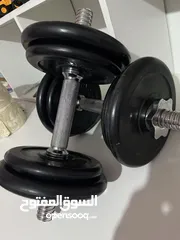  4 طقم دامبلز مع قضبان جديد الوزن الكلي 15 كغم بدون القضبان 4 دامبلز × 2.5 كغم 4 دامبلز × 1.25 كغم