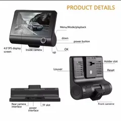  9 كاميرا سيارة أمامية وخلفية وداخلية video car dvr 1x3 full HD 1080P شاشة لمس حجم 4 بوصة HD
