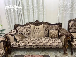  1 طقم كنب 7 مقاعد خشب زان مستعمل