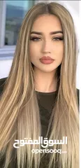  3 شعر اكستنشن بشري طويل اوكراني باللون البلاتيني (الاشقر الفاتح ) 21 قطعه كامله طوله 17 inch او 46cm