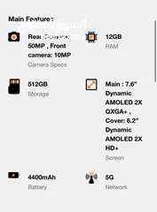  6 للبدل او للبيع سامسونج ز فولد 5 128 جيجا Black Samsung z fold 5 like new 128gb