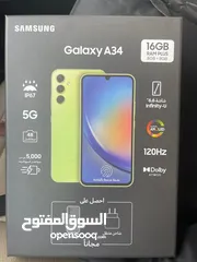  1 جهاز سامسونج A34 جديد16RAM