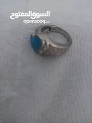  1 خاتم فضة عيار 925 استرليني اصلي مع حجر الفيروز الكريم اصلي مع عروق الحجر الاصلية انيق جدا وفهم