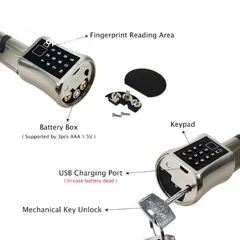 6 قفل الباب الذكي (تحكم عن بعد) ضمان سنة (بصمة -رمز سري-مفتاح)