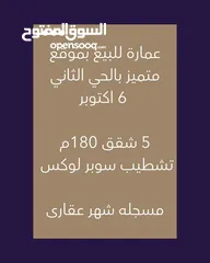  2 عمارة للبيع بموقع متميز بالحي الثاني 6 اكتوبر خلف جامعة مصر للاداب والعلوم الحديثة