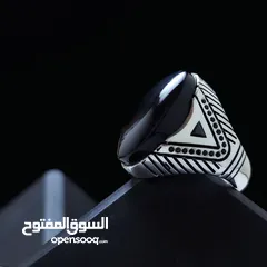  14 خاتم فضه عيار 925 مع عقيق يماني اصلي