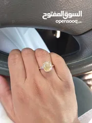  5 خاتم ياقوت أصفر سريلانكي غير معالج مع شهادة المختبر natural untreated srilankan yellow sapphire ring