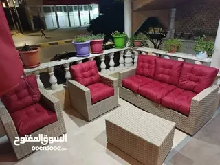  21 اختيارك الصح  طقم راتان 5 مقاعد 125د + طاولة وسط .. شامل التوصيل داخل عمان  يتوفر اطقم راتان سباعي