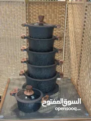  2 طقم طناجر الدبابة الاصلي جرانيت مكفول 6 قطع