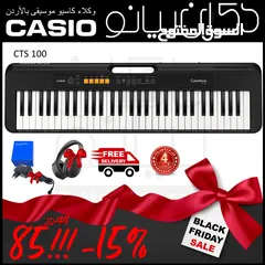  1 اورغ كاسيو Casio CT-S100 مكفول 4 سنوات من دكان بيانو مع المحول الاصلي وهيدفون