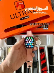  12 ساعة الترا الذكية الإصدار الجديد بالحجم الكبير لون فضي معها 7 قشاطات تدعم iOS & android تصميم انيق