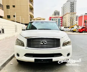  3 An Amazing And Clean INFINITI QX80 WHITE 2014 TOP OF THE RANGE GCC WITH RADAR