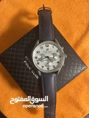  12 ساعة بولو رجالية B.H. Polo Club Matteo Multifunction Dark Blue Leather White Dial For Men