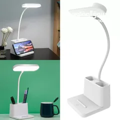  1 مصباح مكتب LED مع منفذ شحن USB وحامل قلم  3 أوضاع سطوع