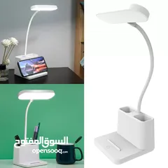  1 مصباح مكتب LED مع منفذ شحن USB وحامل قلم  3 أوضاع سطوع